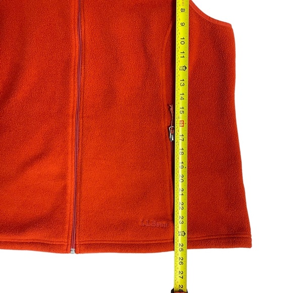 LL Bean Fleece Vest Womens 2XL Full Zip Polartec Outdoor Hiking Jacket Orange - Picture 5 of 7